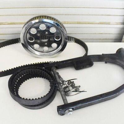 Various Motorcycle Parts with 2 Belts