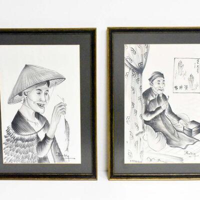 2 Framed Etchings by Beky