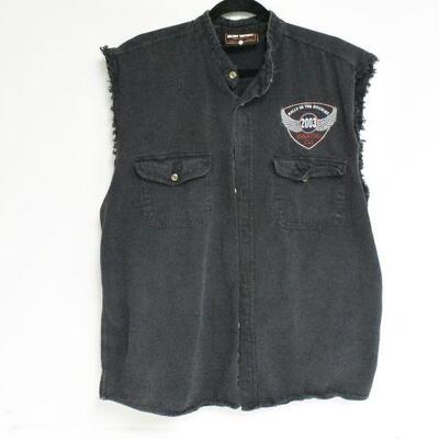 Biker Design Sleeveless Button Up Shirt
