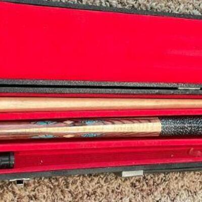 Hand made pool cue with case