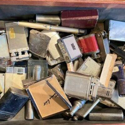 Lot pf over 80 vintage and antique lighters