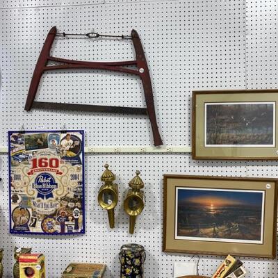 Farm Fresh Saw, Pabst 160 Year Anniversary Posters, Framed Terry Redlin Prints, Vintage Sconces