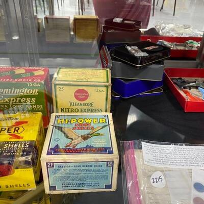 Shot Shells in Boxes (Each nearly full), NASCAR Knives, Ration Tokens