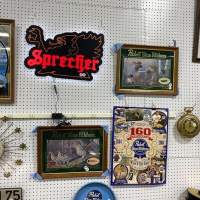 Sprecher LED Sign, PBR 160 Years Posters, Pabst Mirrors