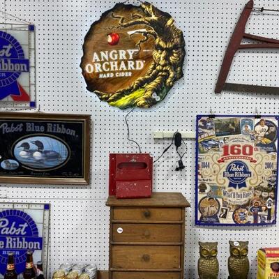 Angry Orchard Light Up Sign, Vintage Metal Organizer, Small Dresser, PBR 160 Anniversary Posters