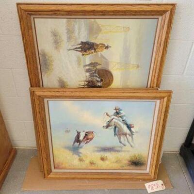 #3586 â€¢ Three Paintings: One Approx 29"x25". One Approx 28"x25". One Approx 41"x29".. 