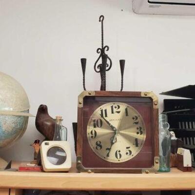 #2810 â€¢ Globe, Clock, Candle Sticks, Decor, Paper Trays, And More. Globe, Clock, Candle Sticks, Decor, Paper Trays, And More