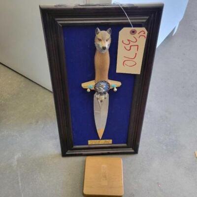 #3570 â€¢ Dagger With Display Case And Pocket Knifes Display Approx 10"x1"x18".