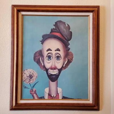#1306 â€¢ Red Skelton Flower Clown Painting