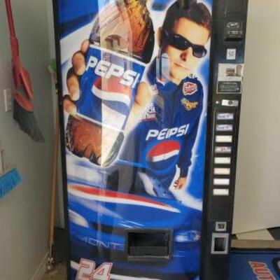 #1102 â€¢ Jeff Gordon Pepsi Vending Machine Machine Works Surrounding Contents NOT Included Measures Approx: 38