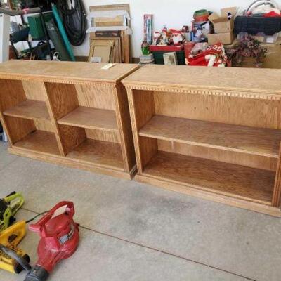 #3646 â€¢ 2 Wooden Book Shelves : Ranging In Size From Approx: 40.5" x 13.5" x 30" - 37.5" x 13.5" x 30"