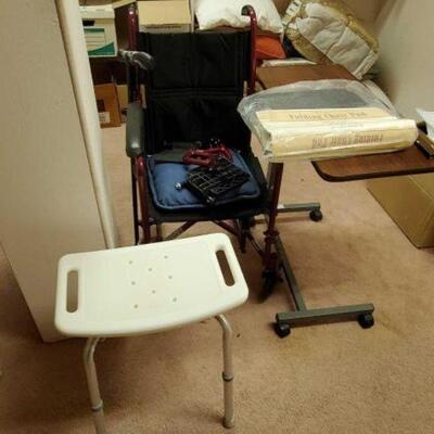 #2620 â€¢ Drive Wheelchair, Table, Shower Chair, Folding Chair Pad, and More: Wheelchair Measures Approx: 20