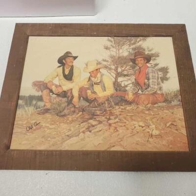 #1160 â€¢ Gordon Snidow 1983 Coors Cowboys Framed Artwork Measures Approx: 28.5