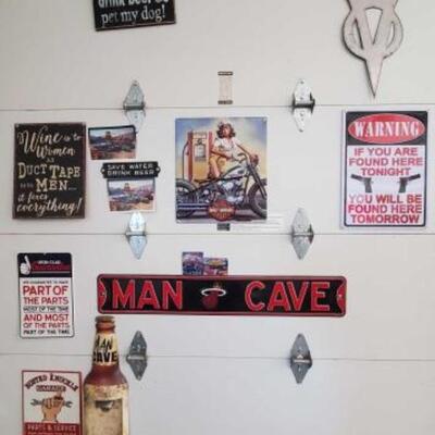 #1126 â€¢ Wall Art and Beer Bottle Opener: Includes Tin Harley Davidso, Man Cave, Garage Tin Signs, Man Cave Bottle Opener and More