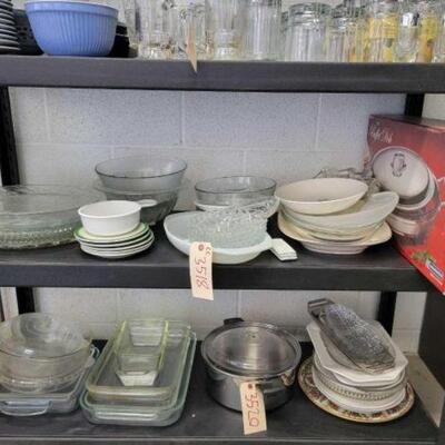 #3518 • Assortment Of Glassware, Dishes, And Buffet Dish