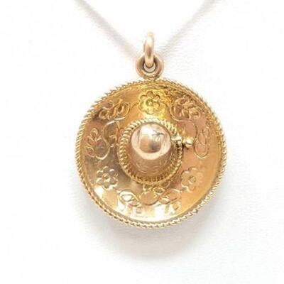 2010	  14k Gold Sombrero Pendant, 7.1g Weighs Approx: 7.1g