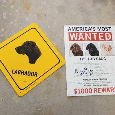 #3610 â€¢ 2 Metal Labrador Signs 