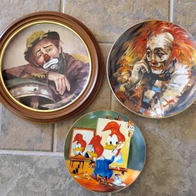 #1366 â€¢ 3 Decorative Plates Includes "Emmett" by Jon Holland, "The Clown Also Cries" by Don Ruffin, and...