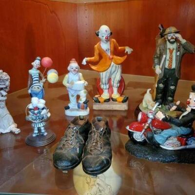 #1592 • Clown Figurines and Vintage Cleats Adornments