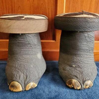 #1512 • Elephant Foot Stools Measure Approx: 16