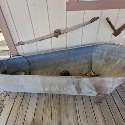 #1012 â€¢ Antique Tub  Measures Approx: 65"Ã—26"Ã—18" Surrounding Contents NOT Included