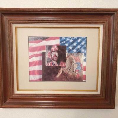 #1822 • David Copher 2000 Rodeo Clown Framed Artwork.