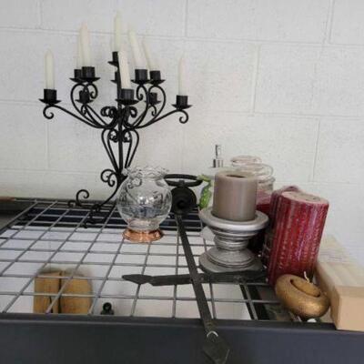 #3532 • Candles, Candle Sticks, And Soap Dispenser