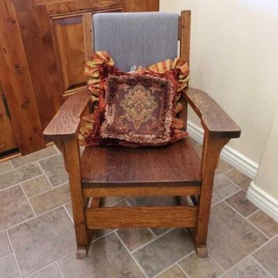 #1300 â€¢ Rocking Chair with Decorative Pillow and Blanket