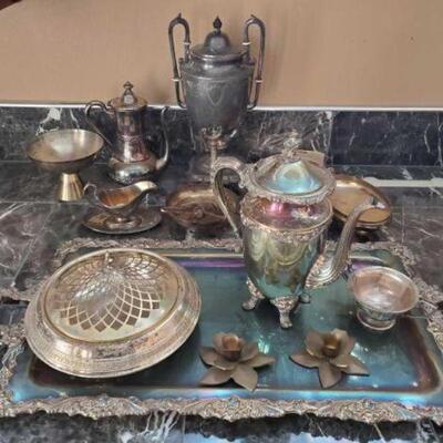 2240	  Tea Set, Candle Holders, Centerpiece and More Includes Silver Plates