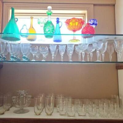 2236	  Glassware Includes Colorful Glass Pitchers, Bowls, Wine Glasses, Whiskey Glasses and More