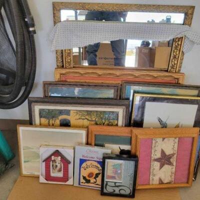 #3604 â€¢ Picture Frames, Mirror, And Paintings:: Ranges Between 7"x8"-29"x36". 