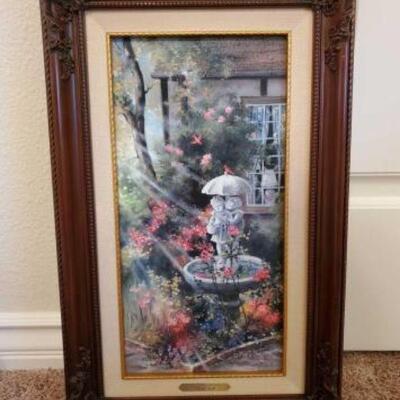 #1800 • 'Gillian's Garden' By Marty Bell. Includes Certificate of Authenticity Measures Approx 13