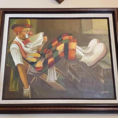 #1326 â€¢ O. Hammer Clown Painting Measures Approx: 25"Ã—21". 