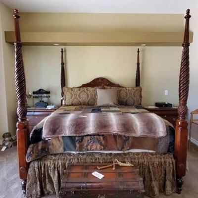 #1228 â€¢ Ethan Allen Bed And Nightstands Bed Measures Approx 77"x91"x85" Nightstand Measures Approx...