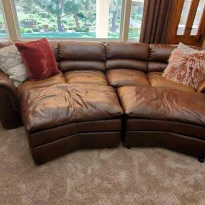 Leather Couch and Ottoman. 