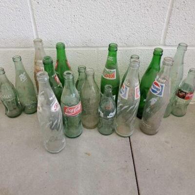 #3612 â€¢ Vintage Mountain Dew, Pepsi, RC, Coke, And More Glass Bottles