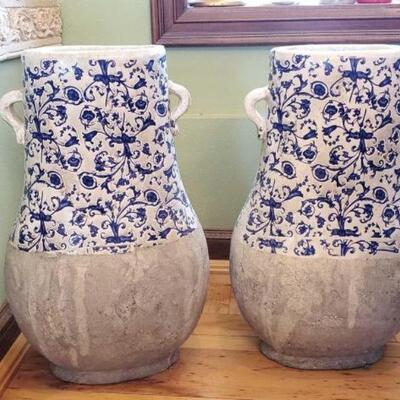 2158	

Matching Pair of Enameled Stoneware Vases
Matching Pair of Enameled Stoneware Vases