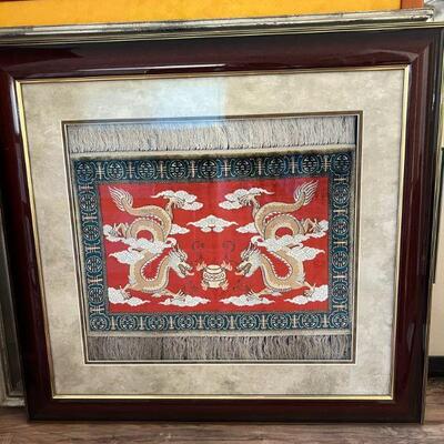 Year of the Dragon Silk Framed Art