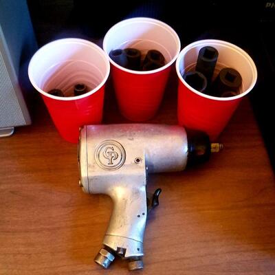 Vintage pneumatic wrench & sockets