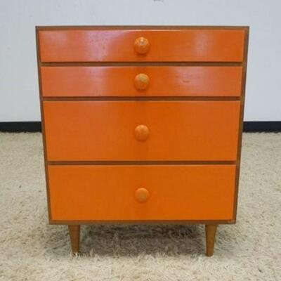 1055	CONTEMPORARY 4 DRAWER MULTICOLOR CHEST OF DRAWERS, APPROXIMATELY 24 IN X 16 IN X 30 IN HIGH
