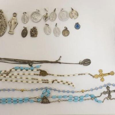 1268	LOT OF RELIGIOUS JEWERY INCLUDING STERLING SILVER, ROSARY BEADS AND ICONS
