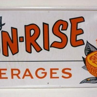 1111	COCA COLA, SUN RISE ORANGE DRINK TIN ADVERTISING SIGN, APPROXIMATELY 28 IN X 12 IN
