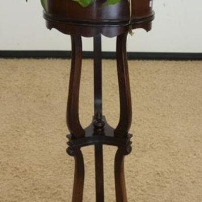 1178	TALL MAHOGANY PLANT STAND W/METAL LINER, APPROXIMATELY 14 IN X 48 IN HIGH
