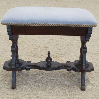 1322	CARVED VICTORIAN STOOL, UPHOLSTERED TOP
