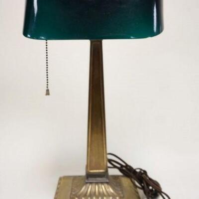 1204	EMERLITE DESK LAMP, CASED GREEN SHADE HAS A CHIP ON THE FRONT RIM
