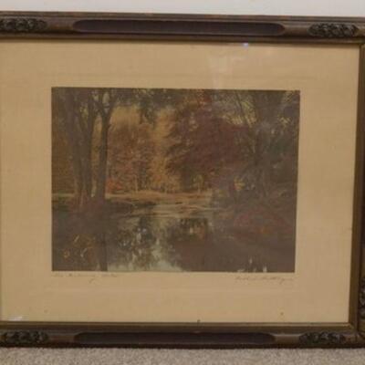 1253	WALLACE NUTTING HAND SIGNED PRINT *THE ENTERING WATER*, 22 1/2 IN X 18 3/4 IN INCLUDING FRAME
