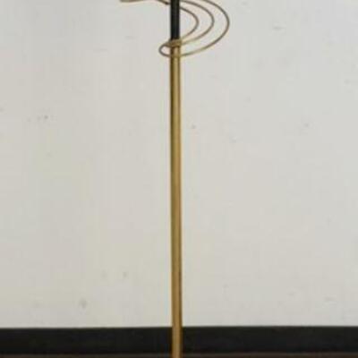1145	MODERN BRASS FLOOR LAMP W/BRASS WIRE SPIRAL, APPROXIMATELY 58 IN HIGH, DESIGN AT TOP
