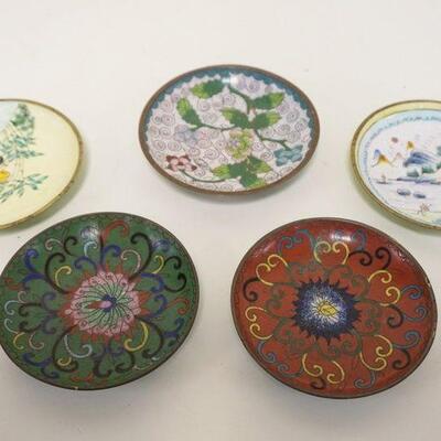 1019A	5 ASSORTED CLOISONNE PLATES, LARGEST IS APPROXIMATELY 4 IN
