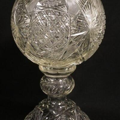 1245	LARGE CUT GLASS ROUND BOWL ON A PEDESTAL, 16 1/2 IN HIGH
