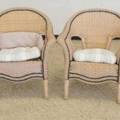 1299	SET OF 4 FAUX WICKER ARMCHAIRS W/CUSHIONS, 30 IN WIDE X 34 IN HIGH
